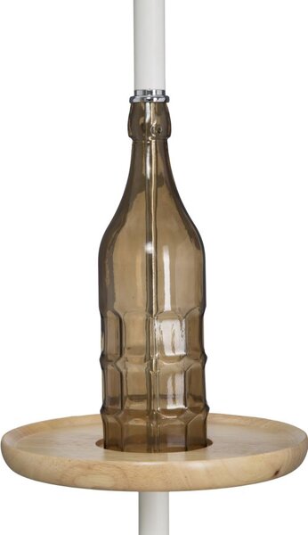 Lampada da Terra Bouteille Ø42x158 cm Vetro e in Ferro Tessuto e Legno Bianco e Marrone
