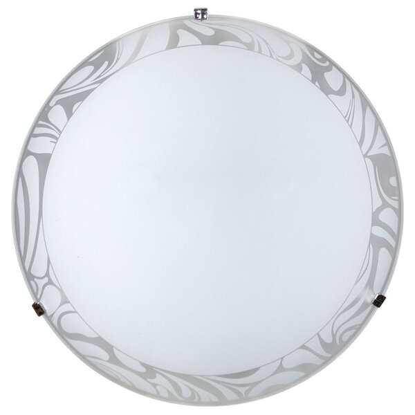 Plafoniera 1xE27 Ganci Cromo Vetro Lastra Bianco Decorato Bianco E-Energy Amalia