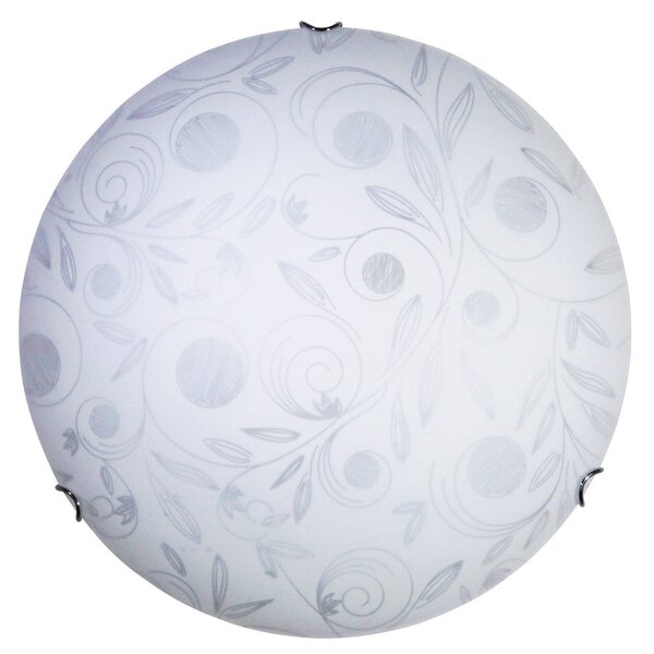 Plafoniera 1xE27 Ganci Cromo Vetro Lastra Bianco Decorato Garden E-Energy Clara