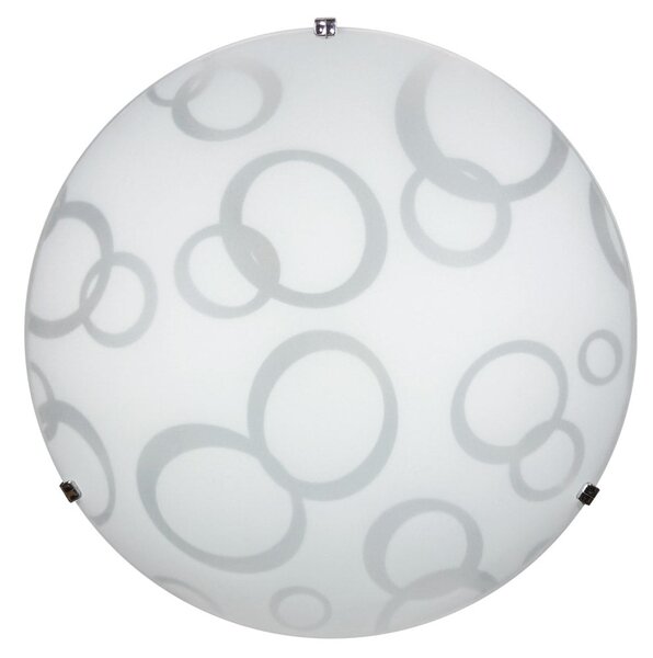 Plafoniera 1xE27 Ganci Cromo Vetro Lastra Bianco Decorato Cerchi E-Energy Daria