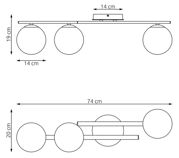 Lampada da soffitto KAIRO 3 3xE14 in Acciaio - Mokka