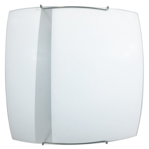 Plafoniera 1xE27 Montatura Bianca Vetro Lastra Bianco Fascia Satinata E-Energy Gilda