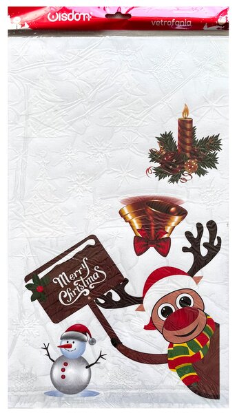 Stickers adesivo di Natale per finestre con Babbo Natale Pupazzo di neve e Renna Wisdom