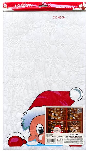 Stickers adesivo di Natale per finestre con Babbo Natale e Renna Wisdom