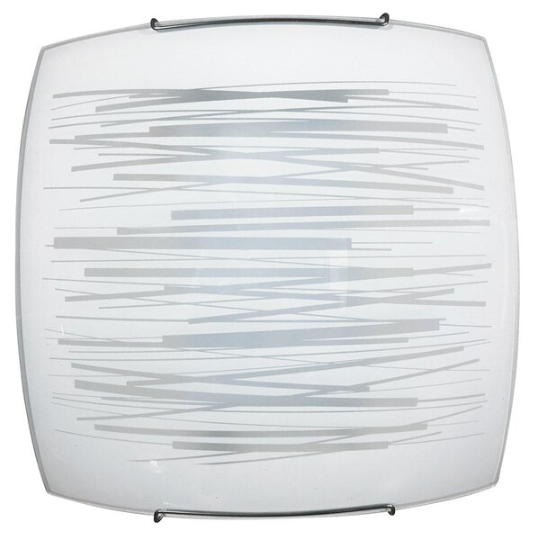 Plafoniera 1xE27 Ganci Cromo Vetro Lastra Bianco Decorato Righe Orizzontali E-Energy Manuela
