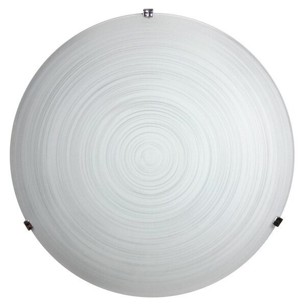 Plafoniera 1xE27 Ganci Cromo Vetro Lastra Bianco Decorato Spirale E-Energy Gisella