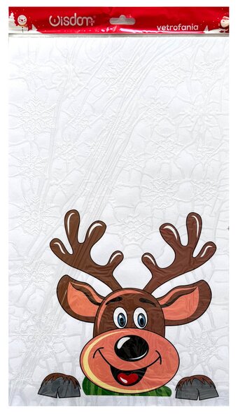 Stickers adesivo di Natale per finestre con Babbo Natale e Renna Wisdom