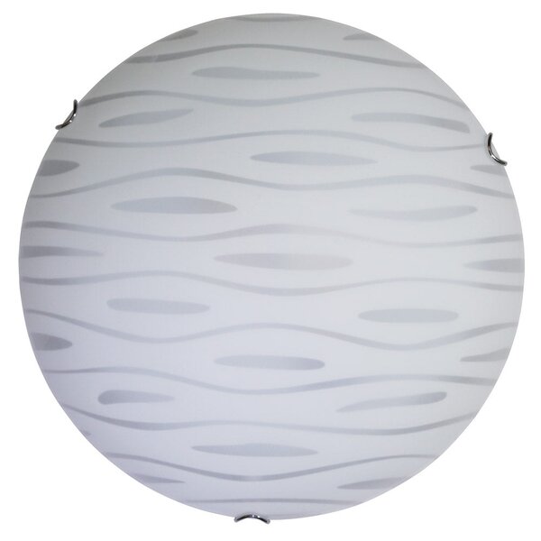 Plafoniera 1xE27 Ganci Cromo Vetro Lastra Bianco Decorato Marea E-Energy Fulvia