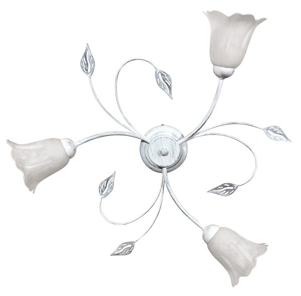 Plafoniera 3xE14 Montatura Bianco Argento Vetro Spugnato Bianco E-Energy Teresa