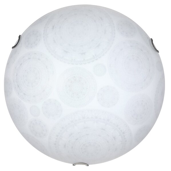 Plafoniera 1xE27 Ganci Cromo Vetro Lastra Bianco Decorato Ruote E-Energy Tosca