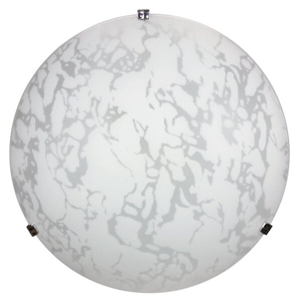 Plafoniera 1xE27 Ganci Cromo Vetro Lastra Bianco Decorato Marmo E-Energy Maida