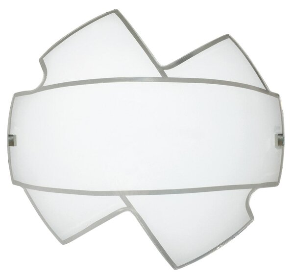 Plafoniera 1xE27 Montatura Bianca Vetro Lastra Serigrafato Bianco E-Energy Nives