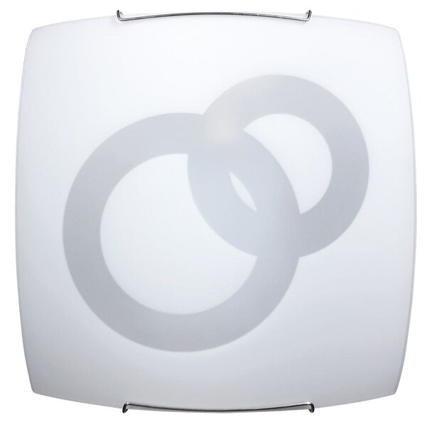 Plafoniera 1xE27 Ganci Cromo Vetro Lastra Bianco Decorato Cerchi E-Energy Stefania