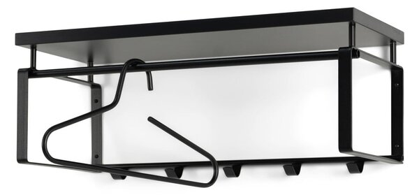 Attaccapanni da parete nero in metallo con scaffale 70 cm Rex – Spinder Design