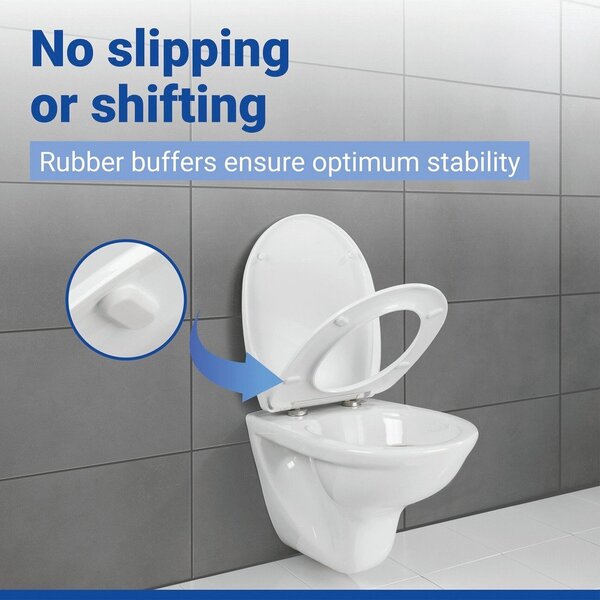 Sedile WC con chiusura Easy-Close (automatica) 36,5 x 45 cm Roanne – Wenko