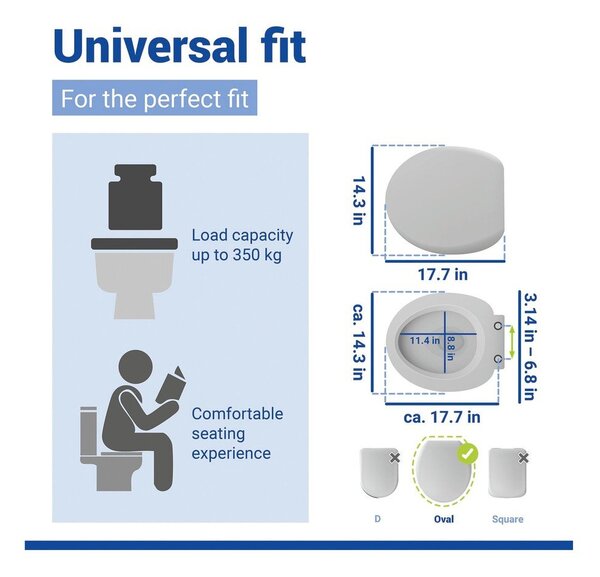 Sedile WC con chiusura Easy-Close (automatica) 36,5 x 45 cm Roanne – Wenko