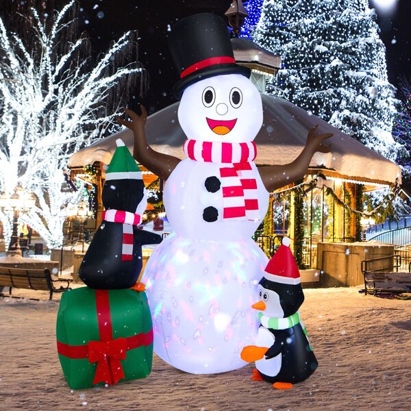 Costway Decorazione natalizia 3D pre-illuminata e pupazzo di neve gonfiabile, Renna e babbo natale illuminati e decorazione natalizia invernale gonfiabile