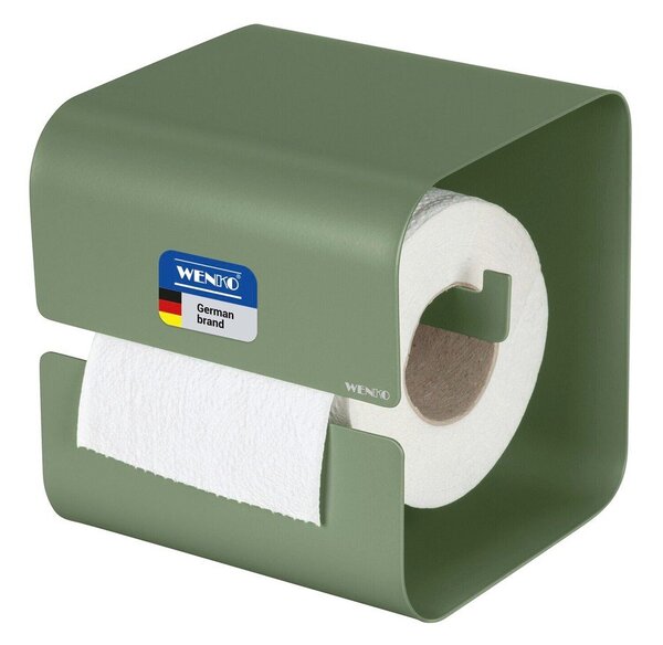 Porta carta igienica senza foratura verde in acciaio con aggancio Turbo-loc Lizan – Wenko