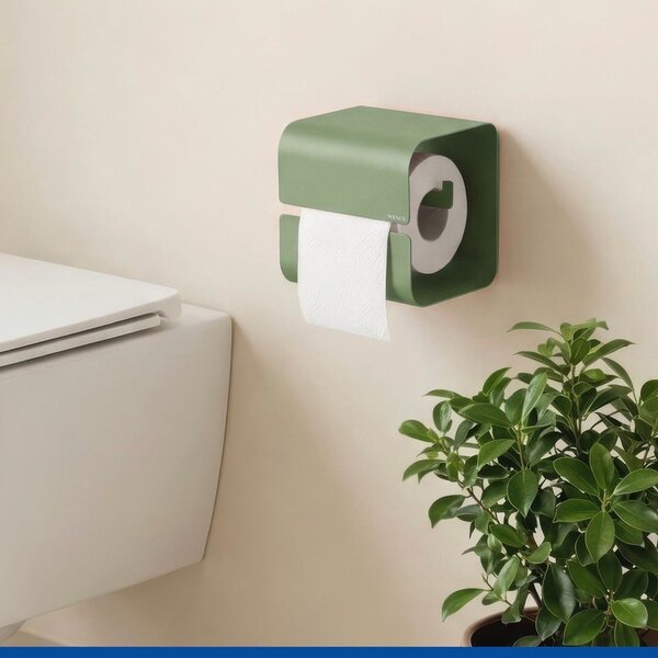 Porta carta igienica senza foratura verde in acciaio con aggancio Turbo-loc Lizan – Wenko