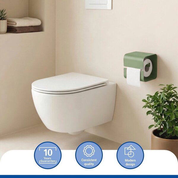 Porta carta igienica senza foratura verde in acciaio con aggancio Turbo-loc Lizan – Wenko