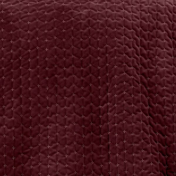 Copriletto burgundy in velluto con rivestimento trapuntato 240x260 cm Attica Velvet – Bianca