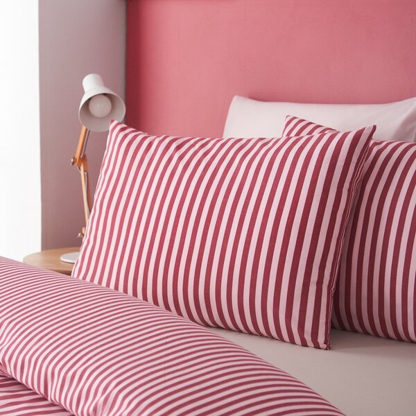 Set copripiumino e federa burgundy per letto matrimoniale 200x200 cm Epping Textured Stripe – Catherine Lansfield