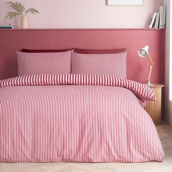 Set copripiumino e federa burgundy per letto matrimoniale 200x200 cm Epping Textured Stripe – Catherine Lansfield
