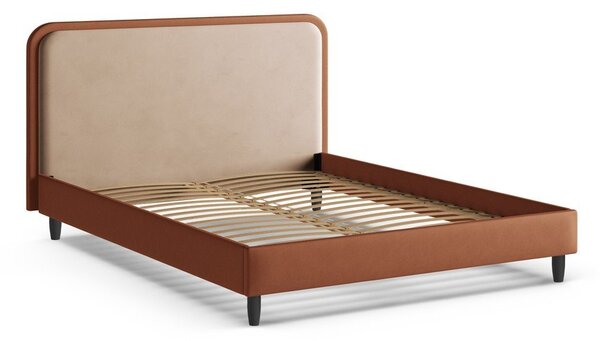 Letto matrimoniale imbottito color mattone con rete inclusa 180x200 cm Aveline – Micadoni
