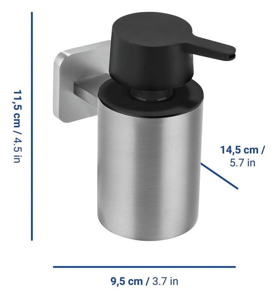 Dispenser per sapone senza foratura color argento opaco in acciaio inox con aggancio Turbo-loc Porto – Wenko