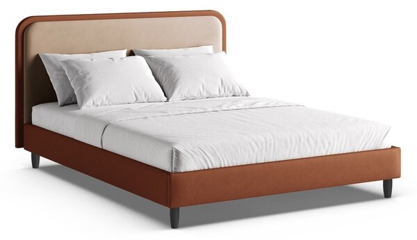 Letto matrimoniale imbottito color mattone con rete inclusa 180x200 cm Aveline – Micadoni