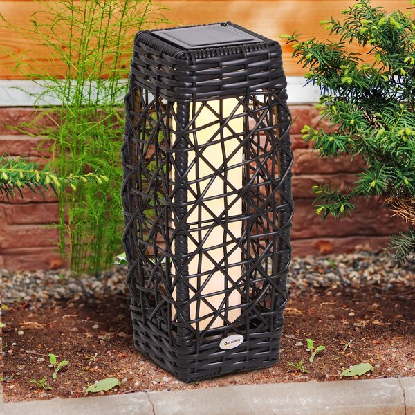 Lanterna Lampada LED da Giardino con Copertura in Rattan Sintetico Caffè 19x19x68 cm