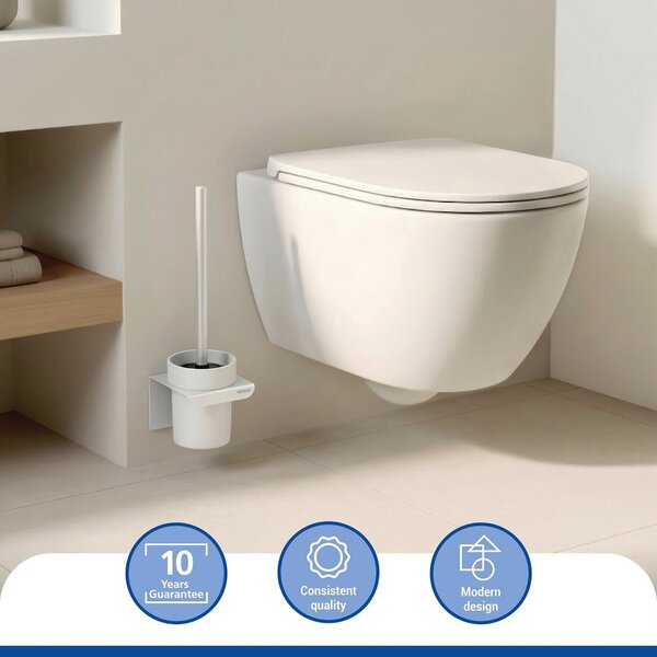 Scopino WC senza foratura bianco in plastica con aggancio Turbo-loc Lizan – Wenko