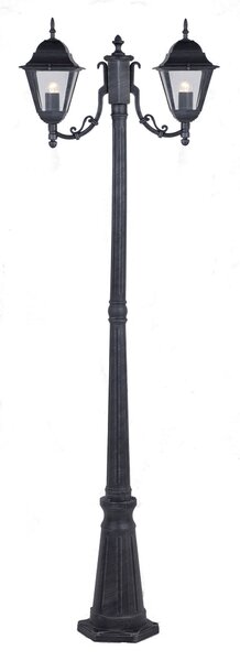 Lampione 2 Luci da Giardino H200cm in Alluminio Bauer Grigio