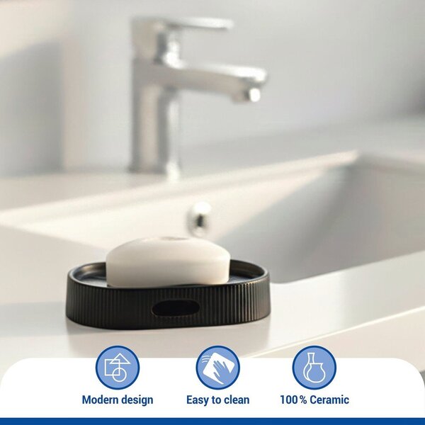 Portasaponetta nero in ceramica Fablo – Wenko