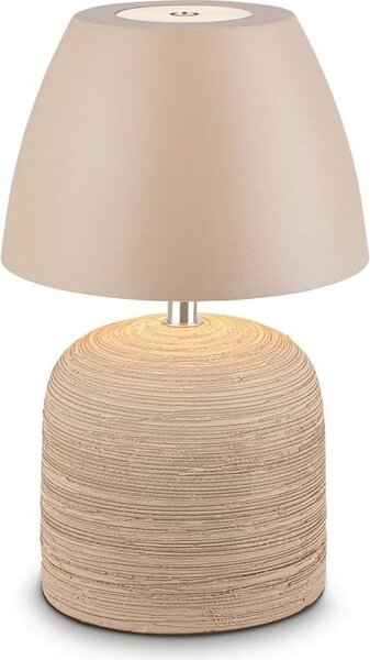 Briloner Cera Lampada da tavolo senza fili IP44, dimmerabile, touch, batteria ricaricabile, Vetroceramica, beige, Ø14 x 36 cm