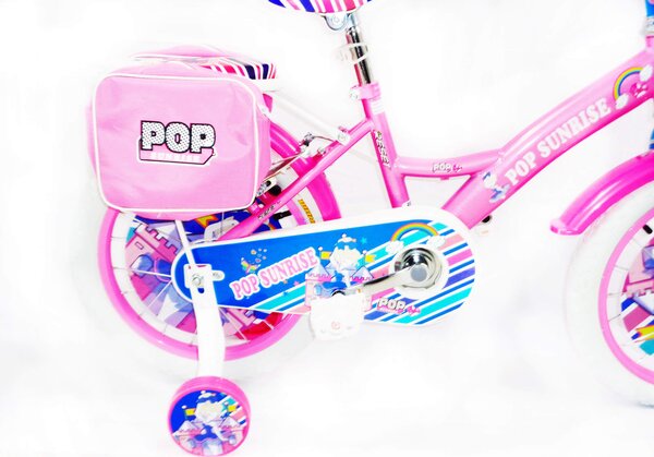 Bicicletta per Bambina 16" 2 Freni con Cestino e Borse Laterali Rosa e Bianca