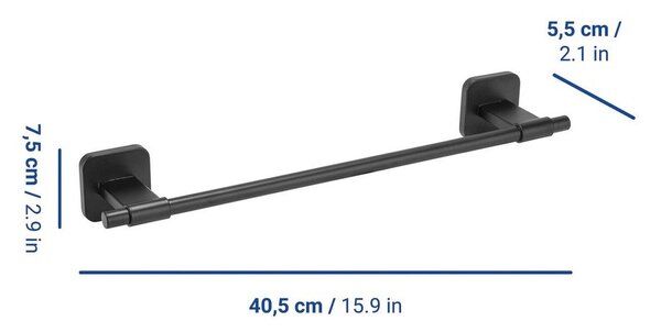 Portasciugamano senza foratura nero opaco in acciaio inox con aggancio Turbo-loc Porto – Wenko