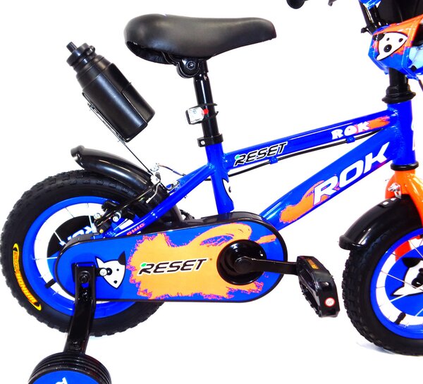 Bicicletta per Bambino 12" 2 Freni con Borraccia e Scudetto Frontale Blu e Arancione