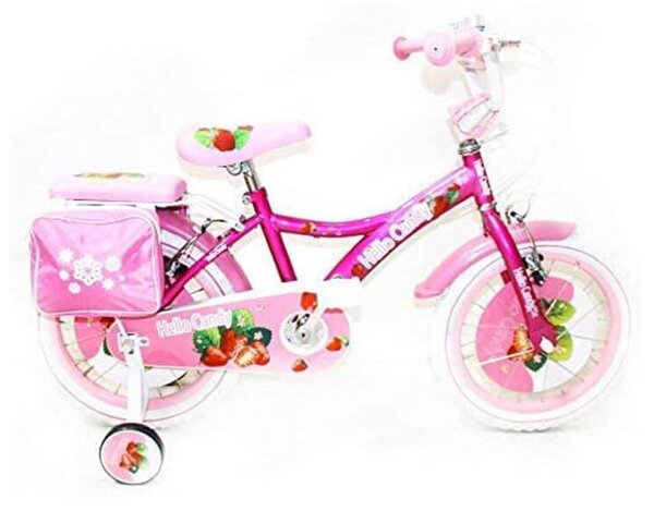 Bicicletta per Bambina 12" 2 Freni con Cestino e Borse Laterali Fuxia