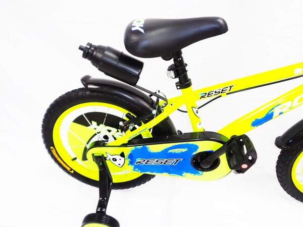 Bicicletta per Bambino 14" 2 Freni con Borraccia e Scudetto Frontale Gialla e Blu