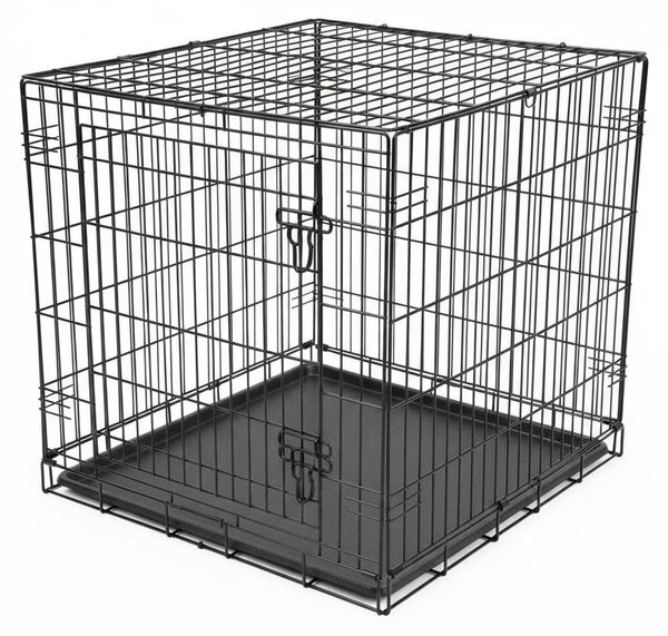 Gabbia pieghevole per cani New World B36, colore nero, dimensioni approssimative: 91 x 58 x 63 cm
