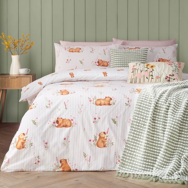 Set copripiumino e federa di colore naturale per letto matrimoniale 200x200 cm Happy Capy(bara) – Catherine Lansfield