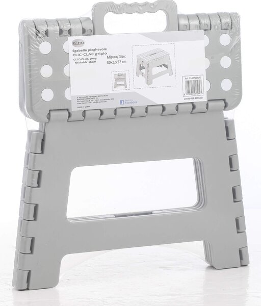 Sgabello Pieghevole 30x22x22 cm in Polipropilene Grigio