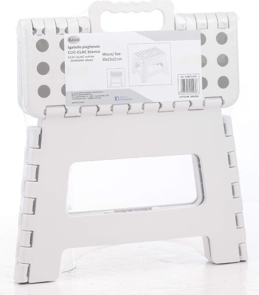 Sgabello Pieghevole 30x22x22 cm in Polipropilene Bianco