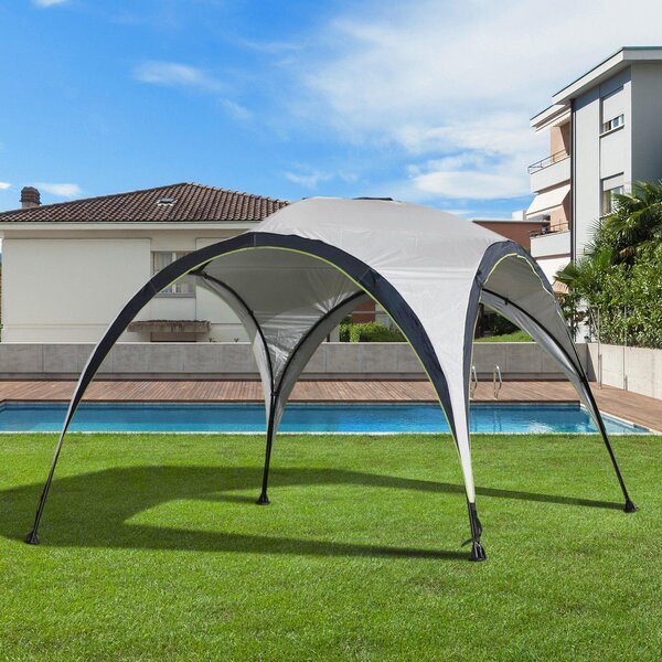 Tenda da Campeggio 3x3m Gazebo da Giardino con Corde e Picchetti in Poliestere Bianco e Blue