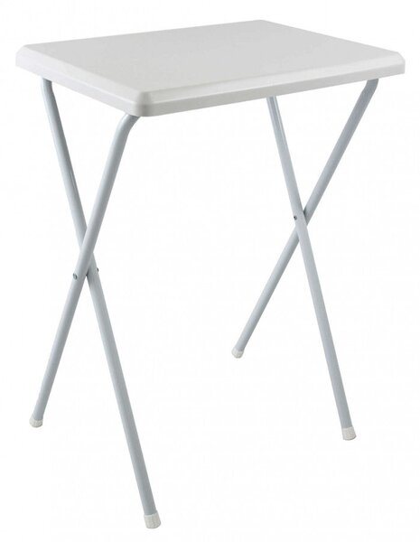 Tavolino Alto 52x38x68 h cm in Metallo e PVC Bianco