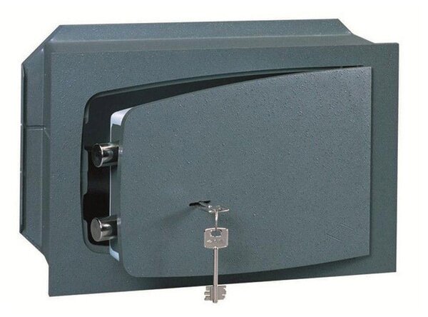 Cassaforte a Muro a Chiave 31x19x19,5 cm in Acciaio Grigia