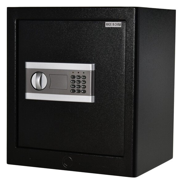 Cassaforte a Mobile Digitale a Batteria in Acciaio 38x31x42,7 cm Nero
