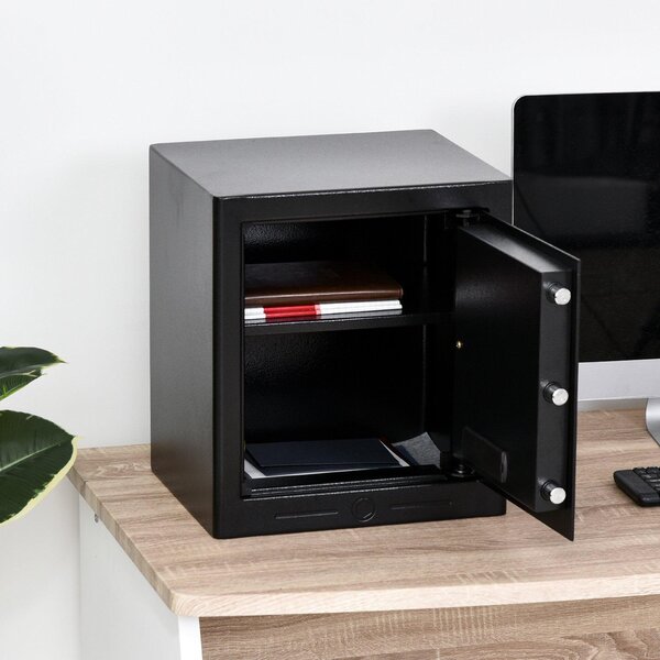 Cassaforte a Mobile Digitale a Batteria in Acciaio 38x31x42,7 cm Nero