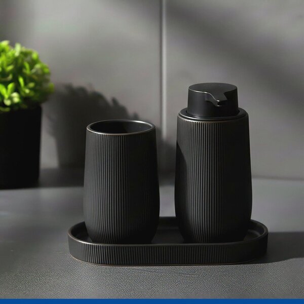 Organizer da bagno nero in ceramica Fablo – Wenko